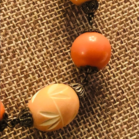 RARE Vintage Carved Bakelite Beaded with Sterling Silver Necklace - Picture 9 of 12